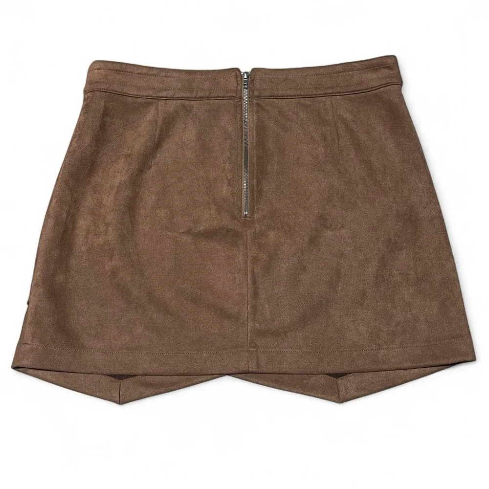 BB Dakota Steve Madden Women’s Faux Suede Mini Skirt Camel Brown Size 12 - Picture 2 of 7